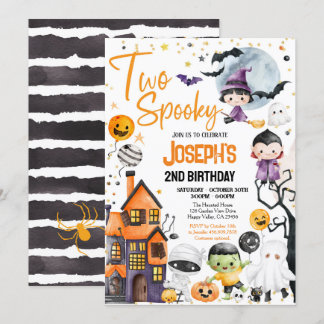 Twee Spooky Halloween 2e Verjaardag Kostuumfeest Kaart