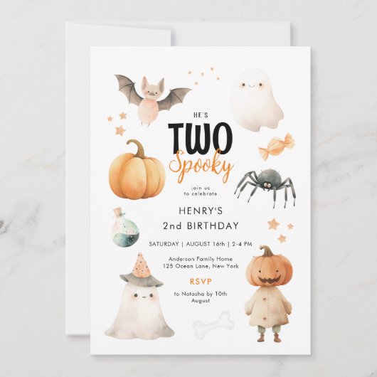 Twee Spooky Halloween 2e verjaardag Uitnodiging (Voorkant)