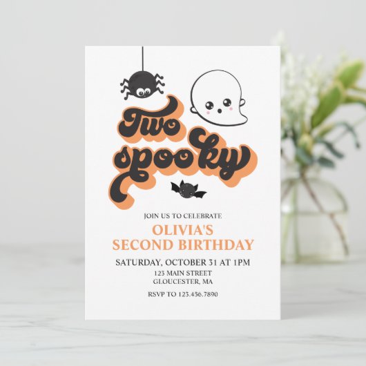 Twee Spooky Halloween 2e verjaardag Uitnodiging (Staand voorkant)