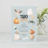 Twee Spooky Halloween 2e verjaardag Uitnodiging (Staand voorkant)