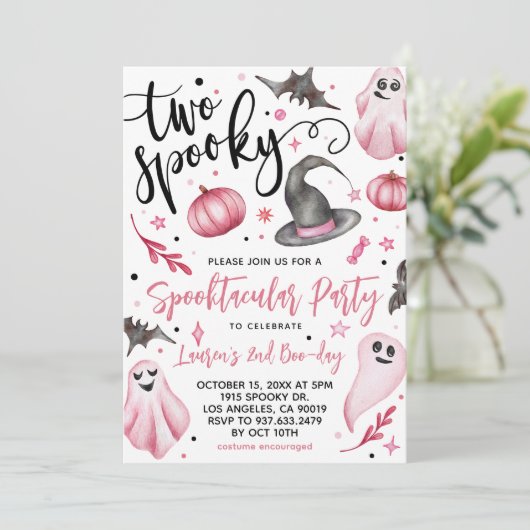 Twee Spooky Halloween 2e verjaardag Uitnodiging (Staand voorkant)