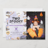 Twee Spooky Halloween 2e Verjaardagsfeestfoto Kaart (Voorkant)