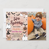 Twee Spooky Halloween 2e Verjaardagsfeestfoto Kaart (Voorkant)