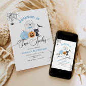 Twee Spooky Halloween blauw 2e jongen verjaardag Kaart