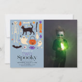 Twee Spooky Halloween Blauw 2e Verjaardag Foto Kaart (Voorkant)