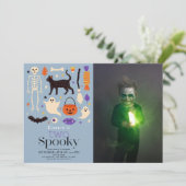 Twee Spooky Halloween Blauw 2e Verjaardag Foto Kaart (Staand voorkant)