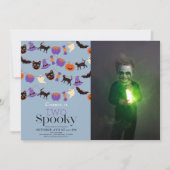Twee Spooky Halloween Blauw 2e Verjaardag Foto Kaart (Voorkant)