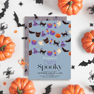 Twee Spooky Halloween Blauw 2e Verjaardag Kaart