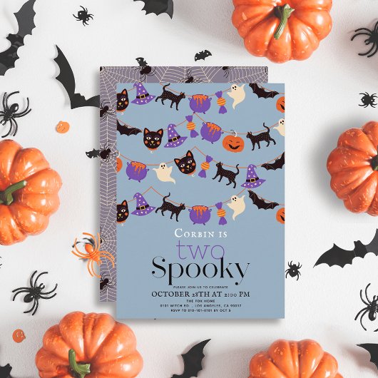 Twee Spooky Halloween Blauw 2e Verjaardag Kaart