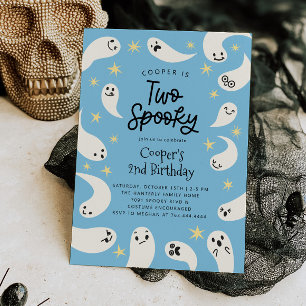 Twee Spooky Halloween Blue Ghost Verjaardag Kaart