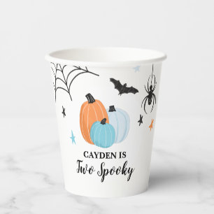 Twee Spooky Halloween blue Pumpkins Birthday Paper Papieren Bekers