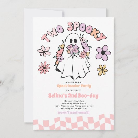 Twee Spooky Halloween Floral Ghost 2e Verjaardag Kaart (Voorkant)