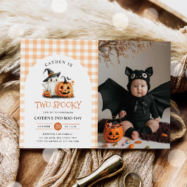 Twee Spooky Halloween Ghost 2e Verjaardag Foto Kaart