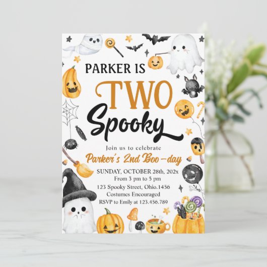 Twee Spooky Halloween Ghost 2e Verjaardagsfeest Kaart (Staand voorkant)