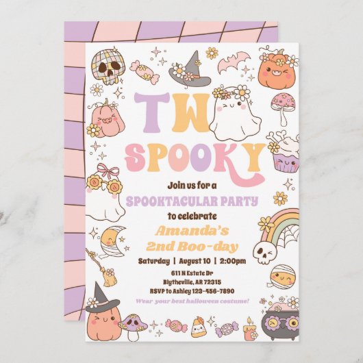 Twee Spooky Halloween Ghost Uitnodiging (Voorkant / Achterkant)