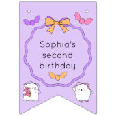 Twee Spooky Halloween Ghost Verjaardag Vlaggetjes (Eerste vlag)