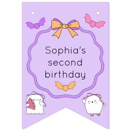 Twee Spooky Halloween Ghost Verjaardag Vlaggetjes (Eerste vlag)