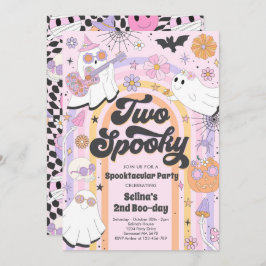 Twee Spooky Halloween Groovy Ghost 2e verjaardag Kaart