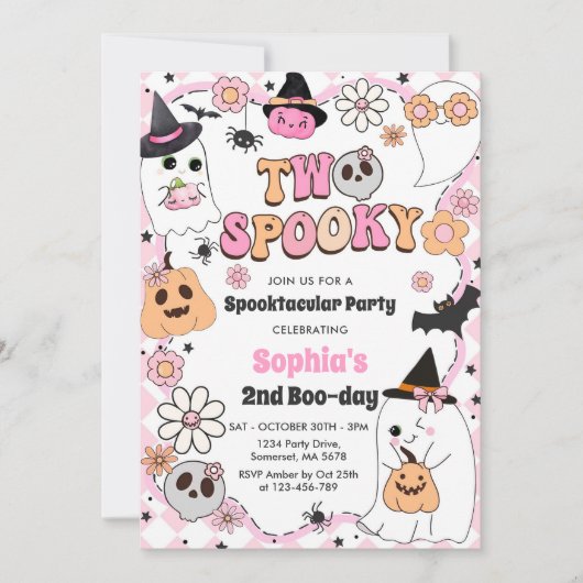 Twee Spooky Halloween Groovy Ghost 2e verjaardag Kaart (Voorkant)