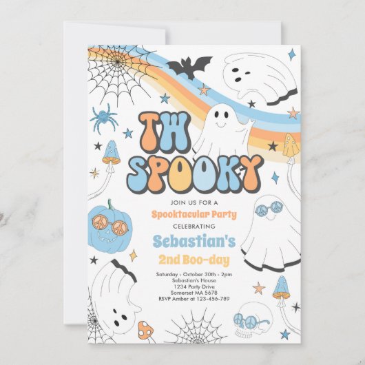 Twee Spooky Halloween Groovy Ghost 2e verjaardag Kaart (Voorkant)