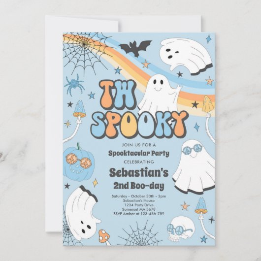 Twee Spooky Halloween Groovy Ghost 2e verjaardag Kaart (Voorkant)