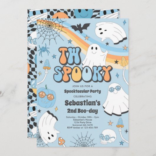 Twee Spooky Halloween Groovy Ghost 2e verjaardag Kaart (Voorkant / Achterkant)