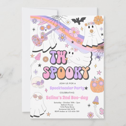 Twee Spooky Halloween Groovy Ghost 2e verjaardag Kaart (Voorkant)