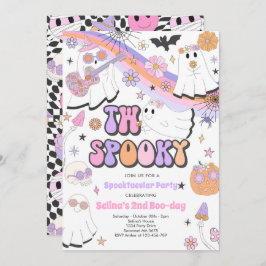 Twee Spooky Halloween Groovy Ghost 2e verjaardag Kaart