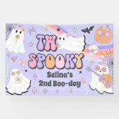 Twee Spooky Halloween Groovy Ghost 2e verjaardag Spandoek (Horizontaal)
