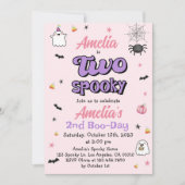 Twee Spooky Halloween Meisje 2e Verjaardag Uitnodi Kaart (Voorkant)