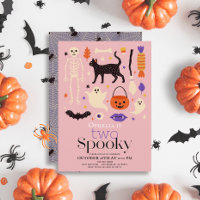 Twee Spooky Halloween Motieven Roze 2e Verjaardag