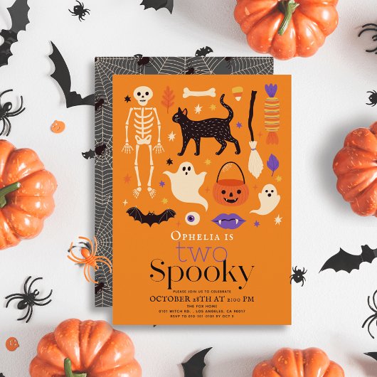 Twee Spooky Halloween Motieven Sinaasappel 2e Verj Kaart