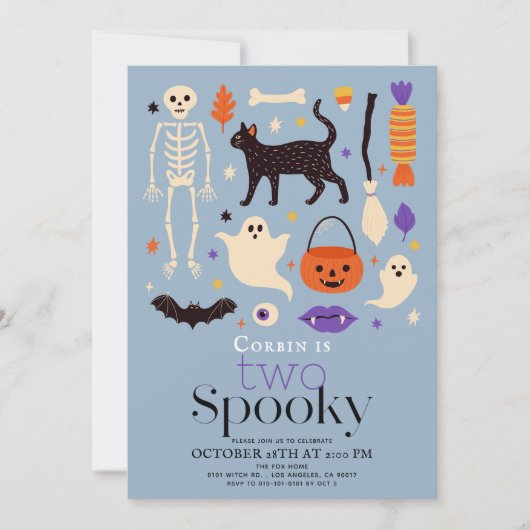 Twee Spooky Halloween Motifs Blauw 2e Verjaardag Kaart (Voorkant)