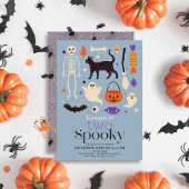 Twee Spooky Halloween Motifs Blauw 2e Verjaardag Kaart