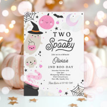 Twee Spooky Halloween Pink Ghost 2e Verjaardagsfee