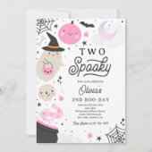 Twee Spooky Halloween Pink Ghost 2e Verjaardagsfee Kaart (Voorkant)