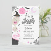 Twee Spooky Halloween Pink Ghost 2e Verjaardagsfee Kaart (Staand voorkant)