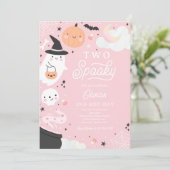 Twee Spooky Halloween Pink Ghost 2e Verjaardagsfee Kaart (Staand voorkant)