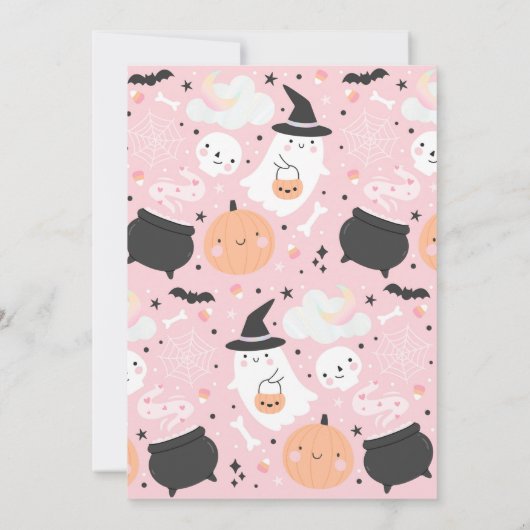 Twee Spooky Halloween Pink Ghost 2e Verjaardagsfee Kaart (Achterkant)