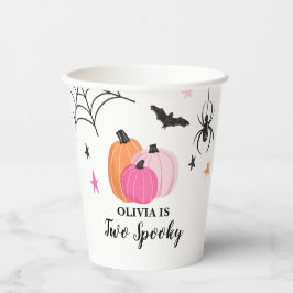Twee Spooky Halloween PINK Pumpkins Birthday Paper Papieren Bekers