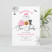 Twee Spooky Halloween roze 2e meisje verjaardag Kaart (Staand voorkant)