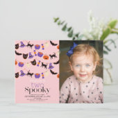 Twee Spooky Halloween Roze 2e Verjaardag Foto Kaart (Staand voorkant)