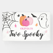 Twee Spooky Halloween roze pompoenen 2e verjaardag Spandoek (Horizontaal)