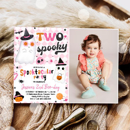 Twee Spooky Halloween Roze Schattigee Spook 2e Ver Kaart