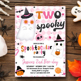Twee Spooky Halloween Roze Schattigee Spook 2e Ver Kaart