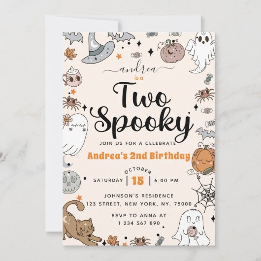 Twee Spooky Halloween Schattige Ghost Verjaardagsf Kaart (Voorkant)