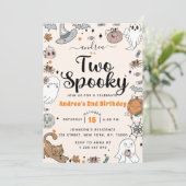 Twee Spooky Halloween Schattige Ghost Verjaardagsf Kaart (Staand voorkant)