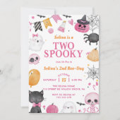 Twee Spooky Halloween Schattige Ghost Verjaardagsf Kaart (Voorkant)