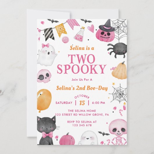 Twee Spooky Halloween Schattige Ghost Verjaardagsf Kaart (Voorkant)