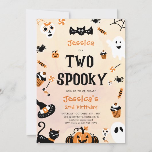 Twee Spooky Halloween Schattige Ghost Verjaardagsf Kaart (Voorkant)